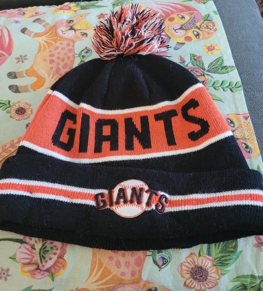 New Era Brand, Giants Black and Orange Pompom Beanie